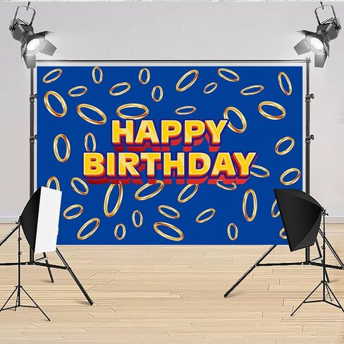 5 * 3ft Video Game Birthday Party Decorations Supplies, Blue Cartoon Game Hedgehog Party Photography Backdrop Photo Decor Banner, Kids Boys Baby Shower Photography (5x3ft) in Saudi Arabia