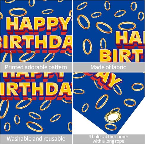 5 * 3ft Video Game Birthday Party Decorations Supplies, Blue Cartoon Game Hedgehog Party Photography Backdrop Photo Decor Banner, Kids Boys Baby Shower Photography (5x3ft) in Saudi Arabia