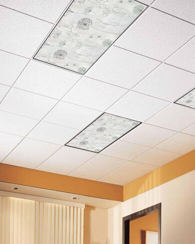 2 Pack Fluorescent Light Cover for Ceiling Lights, Dandelion Green Botanical Magnetic Classroom Light Filters 4x2 Feet, Vintage Watercolor Floral Decorative Ceiling Shade Panel for Office in Saudi Arabia