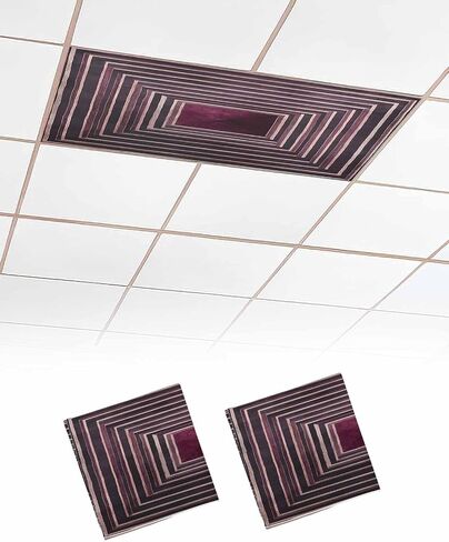 1 Pack Fluorescent Light Cover for Ceiling Lights, Purple Framed Geometric Magnetic Classroom Light Filters 4x2 Feet, Vintage Modern Abstract Art Decorative Ceiling Shade Panel for Office in Saudi Arabia