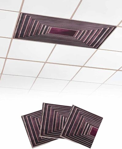 1 Pack Fluorescent Light Cover for Ceiling Lights, Purple Framed Geometric Magnetic Classroom Light Filters 4x2 Feet, Vintage Modern Abstract Art Decorative Ceiling Shade Panel for Office in Saudi Arabia