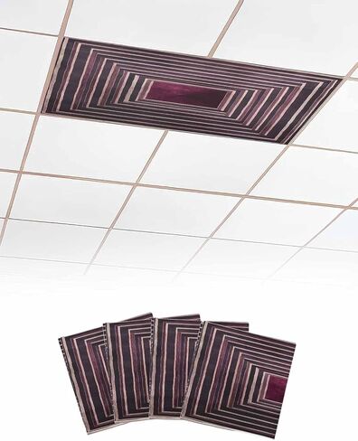 1 Pack Fluorescent Light Cover for Ceiling Lights, Purple Framed Geometric Magnetic Classroom Light Filters 4x2 Feet, Vintage Modern Abstract Art Decorative Ceiling Shade Panel for Office in Saudi Arabia