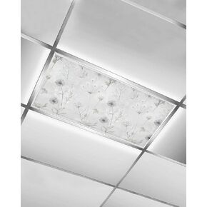 2 Pack Fluorescent Light Cover for Ceiling Lights, Sage Green Dandelion Magnetic Classroom Light Filters 4x2 Feet, White Green Floral Decorative Ceiling Shade Panel for Office