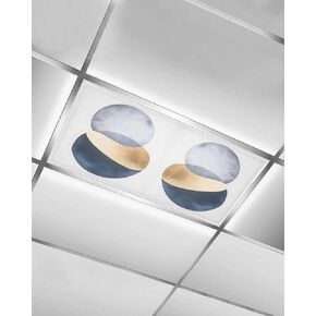 3 Pack Fluorescent Light Cover for Ceiling Lights, Navy Blue Gray Abstract Art Magnetic Classroom Light Filters 4x2 Feet, Geometric Contemporary Luxury Ceiling Shade Panel for Office