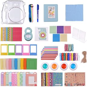 18 in 1 Accessories Kit for Camera, Replacement Camera Accessories for Mini 8/9 with Conservation Case, Selfie Mirror and Colorful Stickers