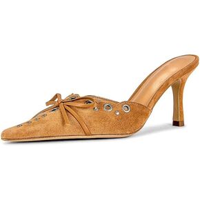 قسيمة كعب Mid -Heel Keleimusi على مضخات من جلد الغزال مرصعة ببغال البغال المطبخ