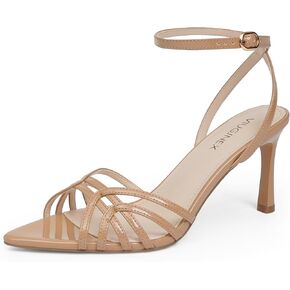 High Heels for Women Dressy Strappy Pointed Toe Heeled Sandals with Adjustable Ankle Strap and Sexy Stiletto Heel