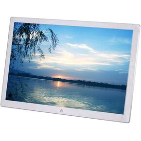 17-Inch Digital Photo Frame HD Advertising Player, 1400x900 FHD IPS Display, USB/SD Support, 1080P Video, Silver(Style 9)