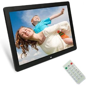 20" Digital Picture Frame with Full HD IPS Screen, Motion Sensor, Remote Control, Music, Clock & Wall Mount