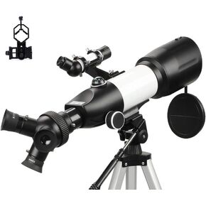 المبتدئين البالغين ، فتحة 80 مم 400 مم BAK4 PRISM LENS 3 in1 Eyepieces Refractor Telescop ملائمة لعلم الفلك مع جبل الهاتف الذكي وترايبود و WIREL و WIREL