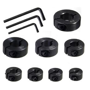 Drill Bit Stop Collar Set,Split Ring Drill Bit Depth Stop:1/8",3/16",1/4",5/16", 3/8", 7/16" 1/2 "and 5/8-Inch with Allen Wrench to Tighten The Stops Set-Screws (8-Piece)