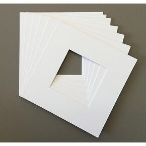 Pack of 10 16x16 Square White Picture Mats with White Core Bevel Cut for 12x12 Pictures