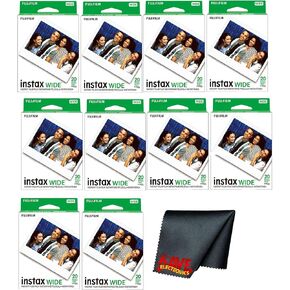 Fujifilm instax Wide Instant Film (200 Photo Exposures) Bundle with Diginerds Microfiber Cleaning Cloth