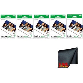 Fujifilm instax Wide Instant Film (100 Photo Exposures) Bundle with Diginerds Microfiber Cleaning Cloth