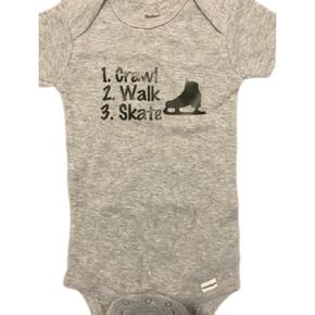 crawl walk skate ice skating custmo baby onesie ® infant one piece bodysuit shower gift