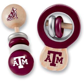 Babyfanatic Wood Rattle 2 Pack - NCAA Texas A & M Aggies - مجموعة أطفال مرخصة رسميًا