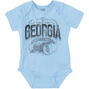 Brisco Brands Georgia GA Just Peachy Peach State Baby Romper Boys or Girls
