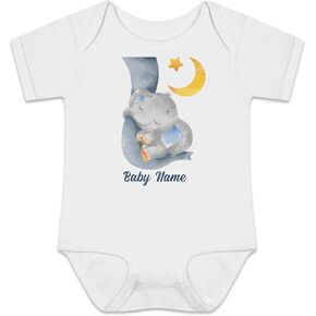 FLOCHIL Custom Baby Onesie, Personalized Onesie For Newborn, Babies, Best Gift For Boy, Newborn Onesie Elephant Baby Bodysuit