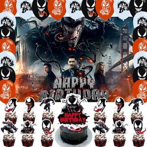 Venomm 3 Party Supplies5x3FT,Venomm 3 Backdrop,Venomm Theme Happy Birthday Party Banner for Boys and Girls Venomm Party Decoration