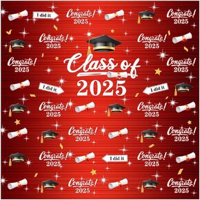 WOLADA Blue Graduation Backdrop Class of 2025 7x5FT FW09