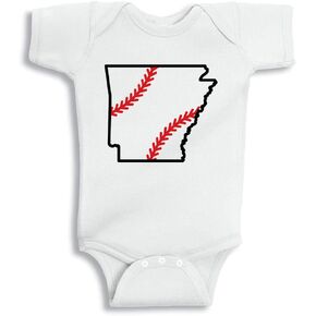 TATY Kids State Shape Baseball Arkansas Baby Infant Bodysuit