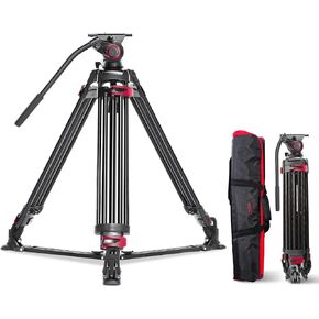 Miliboo MTT609B ألياف الكربون ثلاثي القوائم ترايبود احترافية مع رأس مبلغ بلا حدود ، ترايبود الفيديو للتصوير الفوتوغرافي ، البث المباشر ، الفيديو ، ارتفاع العمل 33.5 '-66' '، 33 رطل الحمل كحد أقصى ، قابلة للتخصيص
