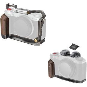 SmallRig Retro Cage for FUJIFILM X-M5, Built-in Wooden Handgrip+SMALLRIG X-M5 Wooden Handgrip L-Shape Grip for FUJIFILM X-M5