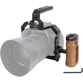 NICEYRIG 6D / 6D II Cage Kit with Top Handgrip and Wooden Side Handle for Canon EOS 6D 6D Mark II, DSLR Videomaking Rig Stabilizer with Quick Release Plate for ARCA-Style Cold Shoes