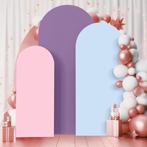 3-Piece Arch Stand Covers with Double-Sided Color Options, 4/5/6 Ft Spandex for Wedding, Birthday, and Party Backdrop Decoration