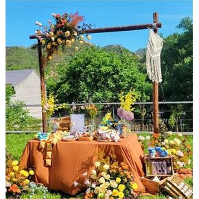 Xuanning Store Wood Wedding Arch, Outdoor Grass Wedding Arrangement Rack, Wedding Photo Arch Flower Rack, Log Camp Check-in Flag Rack(1.5x1.5m)