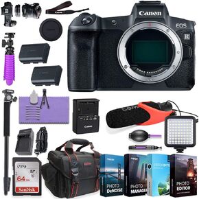 Canon EOS RP Mirrorless Digital Camera (Body Only) and Bundled w/Deluxe Accessories Microphone & 4-Pack Photo Editing Software (Body only Basic Kit) (Renewed)