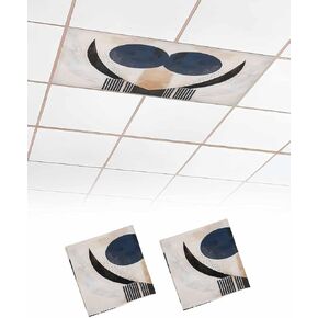2 Pack Fluorescent Light Cover for Ceiling Lights, Navy Blue Black Abstract Art Magnetic Classroom Light Filters 4x2 Feet, Modern Aesthetic Geometric Ceiling Shade Panel for Office