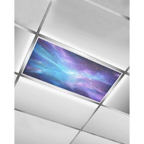 2 Pack Fluorescent Light Cover for Ceiling Lights, Blue Purple Sky Magnetic Classroom Light Filters 4x2 Feet, Modern Abstract Minimalist Art Decorative Ceiling Shade Panel for Office