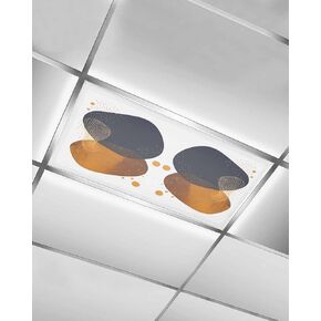 1 Pack Fluorescent Light Cover for Ceiling Lights, Brown Navy Blue Art Magnetic Classroom Light Filters 4x2 Feet, Modern Geometric Splashing Decorative Ceiling Shade Panel for Office