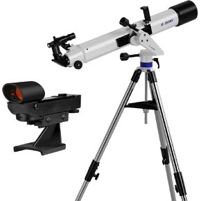 Red Dot Finderscope Bundle with SV520 Telescope for Adults High Powered, 90mm Aperture 800mm Focal Length, Refractor with AZ Mount, Eyepiece, Barlow Lens and Phone Mount, Telescope Kit for Beginners