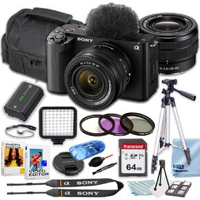 كاميرا Sony ZV-E1 بدون مرآة مع Sony Fe 28-60mm F/4-5.6 Lens + Filters + Case + 64GB الذاكرة + 50 بوصة ترايبود + مصباح مربع LED (حزمة 21pc) (متجددة)
