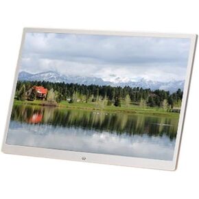 15-Inch Digital Picture Frame, Full HD IPS Display, USB/SD Playback, Photo/Video/Audio, Remote Control, Timer (Silver)(Pink)