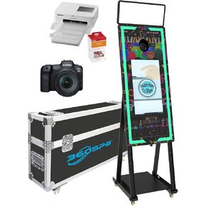 45’’ Magic Mirror Photo Booth, (Camera+Printer+108Paper), 22’’ Touch Screen, (i5 8+256G) WindowsOS, DSLR Photo Booth, Flight Case, App Control & Remote Control WRGB Light for Wedding Party Events