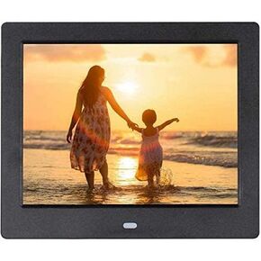 8-Inch Digital Photo Frame with 1024x768 HD Display, Multi-Function Calendar & Alarm, USB/SD Support, Sleek Black Design