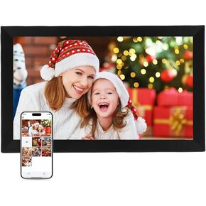 Asixxsix 15.6 Inch Digital Picture Frame, 1920x1080 FHD Touchscreen WiFi Electronic Photo Frame, 32GB Memory Auto Rotate Wall Mounted Smart Photo Frame, Share Photos Instantly from (US Plug)