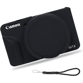 Camera Case for Canon G7X Mark III Camera, Anti-Scratch Slim Fit Soft Sleeve, Silicone Protective Cover with Removable Lens Cover and Strap Wrist for Powershot G7X Mark iii (Coffee)