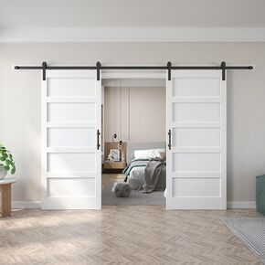 Fredbeck Double 36X96 White Barn Door (72 barn Door）with 13.2ft Hardware kit inlcuded