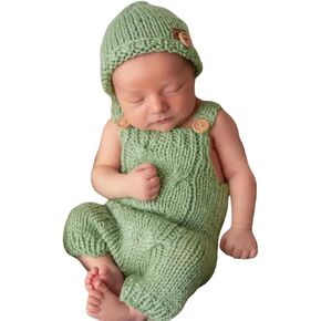 Newborn Photography Props Outfit Boy Girl Photo Shoot Outfits Crochet Knitted Clothes Hat Romper Set Photoshoot Props Costume