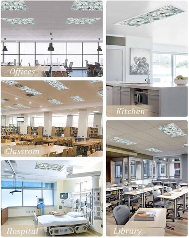 2 Pack Fluorescent Light Cover for Ceiling Lights, Flower Floral Magnetic Classroom Light Filters 4x2 Feet, Botanical Spring Meadow Blooms Wildflower Ceiling Shade Panel for Office in Saudi Arabia