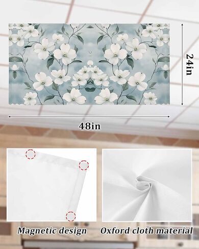2 Pack Fluorescent Light Cover for Ceiling Lights, Flower Floral Magnetic Classroom Light Filters 4x2 Feet, Botanical Spring Meadow Blooms Wildflower Ceiling Shade Panel for Office in Saudi Arabia