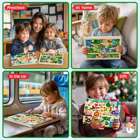 Magnetic Maze 2 in 1 Double Side Color and Number Maze Alphabet Puzzle Board for 3-5 Boys and Girls Kids Montessori Educational Toys (Zoo, One Size) in Saudi Arabia