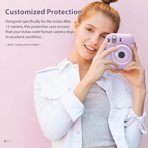 Andoer Instant Camera Accessories Kit Bundle Kit Presenting for Fujifilm Instax Mini 12 with camera bag/camera but strap/photo clips/photo frame/stickers/pen and more ، purple in Saudi Arabia