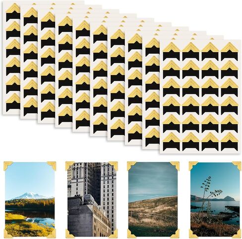 10 Sheets Photo Corner Stickers, Photo Corner Self-Adhesive, Photos Corners for Scrapbooking, Protectors for Photos Albums, DIY Scrapbook Stickers, Memory Books, Diary, 240 Count in Saudi Arabia