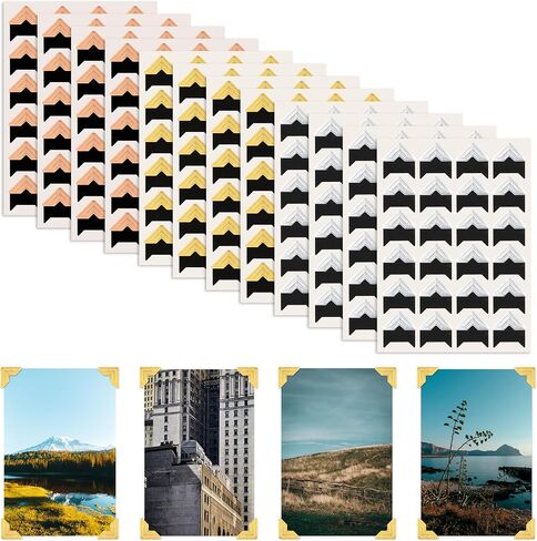 10 Sheets Photo Corner Stickers, Photo Corner Self-Adhesive, Photos Corners for Scrapbooking, Protectors for Photos Albums, DIY Scrapbook Stickers, Memory Books, Diary, 240 Count in Saudi Arabia