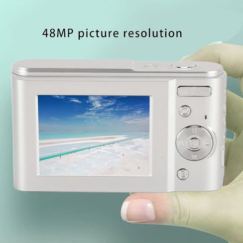 1080P Digital Camera for Kids Adults, 48MP Vlogging Camera with 16X Digital Zoom, Compact Point and Shoot Camera Anti Shake (Silver) in Saudi Arabia